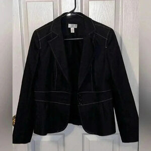 Loft dark grey blazer with lace up detail on the back. Size 8 Poplum EUC